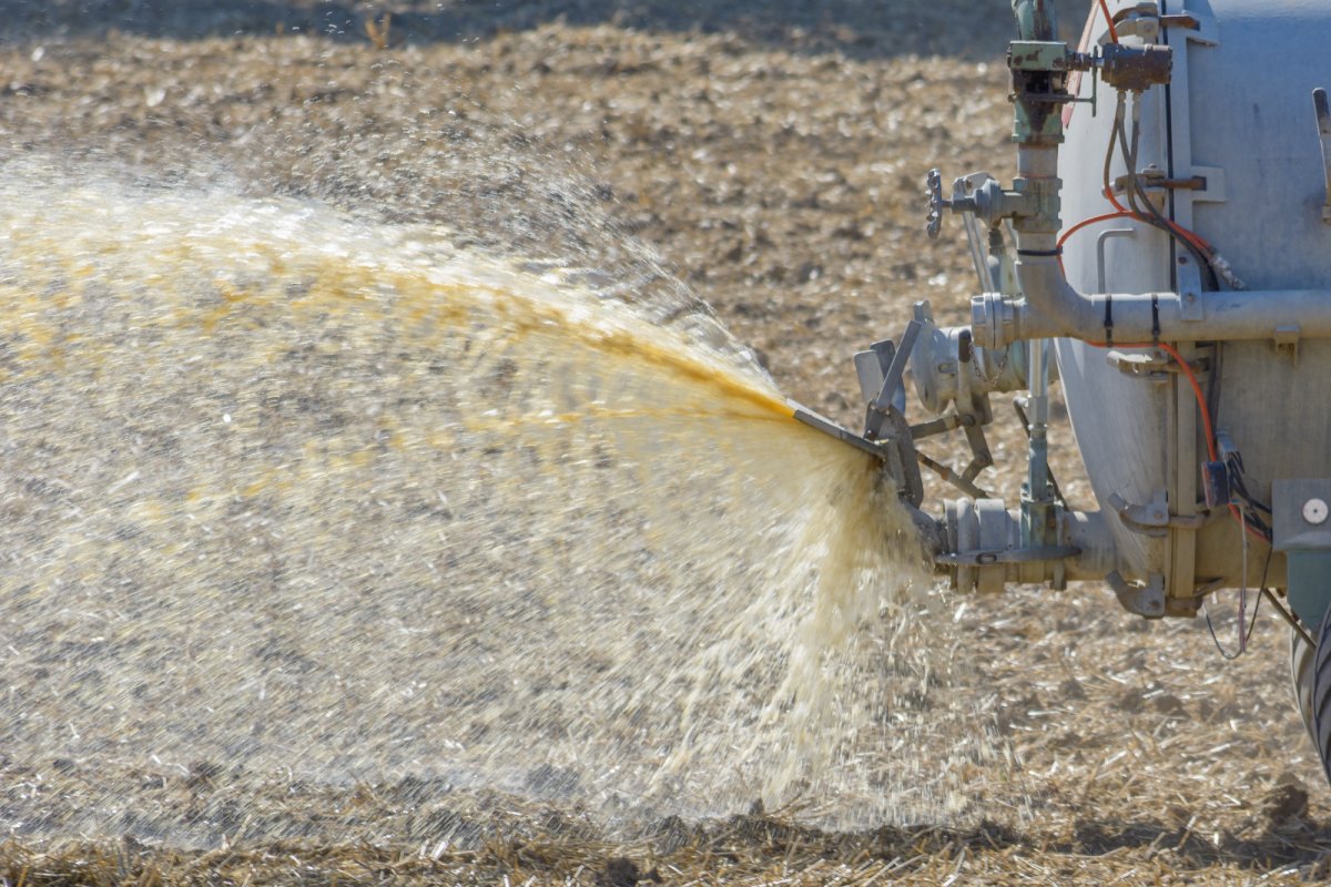 Tractor spreading slurry on farm. Copyright: Tob1900 | shutterstock