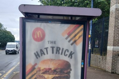 Unhealthy food advert on a bus stop in Medway. Credit: Medway Council